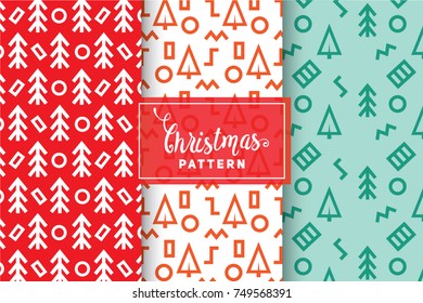 Seamless Christmas Patterns. Simple, Minimalist Designs. EPS 10, Vector Objects.