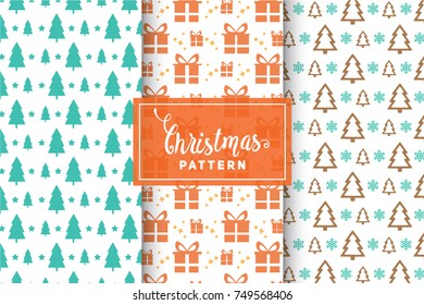 Seamless Christmas Patterns. Simple, Minimalist Designs. EPS 10, Vector Objects.