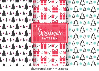Seamless Christmas Patterns. Simple, Minimalist Designs. EPS 10, Vector Objects.
