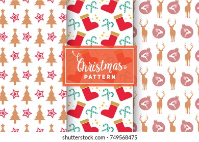 Seamless Christmas Patterns. Simple, Minimalist Designs. EPS 10, Vector Objects.