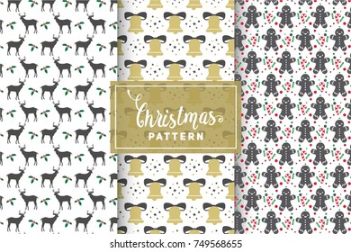 Seamless Christmas Patterns. Simple, Minimalist Designs. EPS 10, Vector Objects.