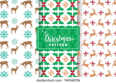 Seamless Christmas Patterns. Simple, Minimalist Designs. EPS 10, Vector Objects.