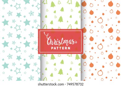 Seamless Christmas Patterns. Simple, Minimalist Designs. EPS 10, Vector Objects.
