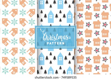 Seamless Christmas Patterns. Simple, Minimalist Designs. EPS 10, Vector Objects.