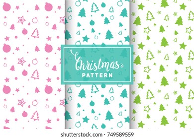 Seamless Christmas Patterns. Simple, Minimalist Designs. EPS 10, Vector Objects.