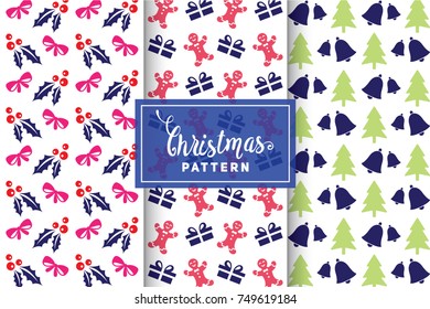 Seamless Christmas Patterns. Simple, Minimalist Designs. EPS 10, Vector Objects.