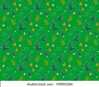 Seamless Christmas patterns. Tile vector background. Botanical winter wallpaper. Wrapping paper texture