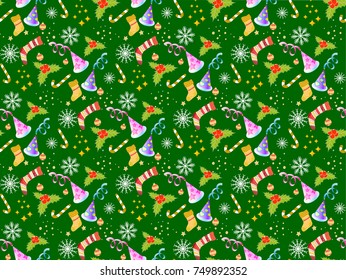 Seamless Christmas patterns. Tile vector background. Botanical winter wallpaper. Wrapping paper texture