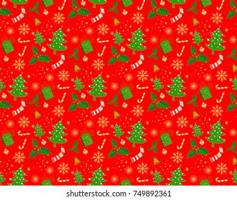 Seamless Christmas patterns. Tile vector background. Botanical winter wallpaper. Wrapping paper texture