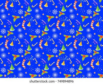 Seamless Christmas patterns. Tile vector background. Botanical winter wallpaper. Wrapping paper texture
