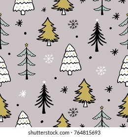 Seamless Christmas Patterns Trees Vector Christmas Stock Vector ...