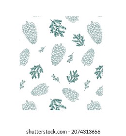 Seamless Christmas Pinecone pattern, Vector Pinecone , Christmas foliage, AI file