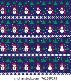 seamless christmas pixel pattern, Norwegian style