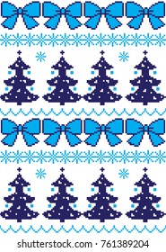 seamless christmas pixel pattern, Norwegian style