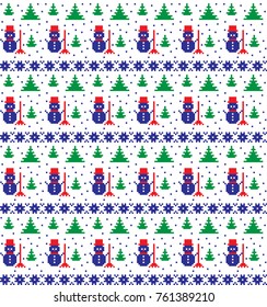 seamless christmas pixel pattern, Norwegian style