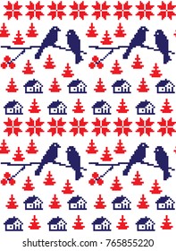 seamless christmas pixel pattern, Norwegian style
