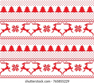 seamless christmas pixel pattern, Norwegian style