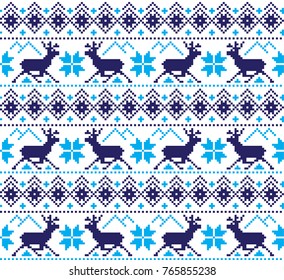 seamless christmas pixel pattern, Norwegian style