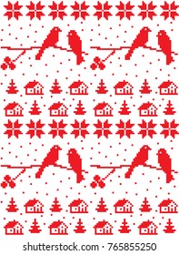 seamless christmas pixel pattern, Norwegian style