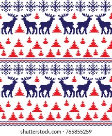 seamless christmas pixel pattern, Norwegian style