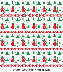 seamless christmas pixel pattern, Norwegian style
