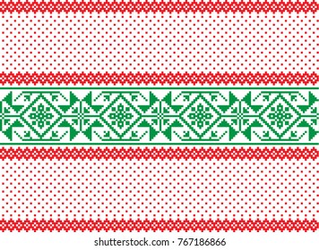 seamless christmas pixel pattern, Norwegian style