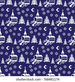 seamless christmas pixel pattern, Norwegian style