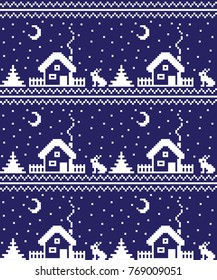 seamless christmas pixel pattern, Norwegian style
