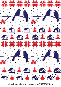 seamless christmas pixel pattern, Norwegian style