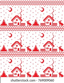 seamless christmas pixel pattern, Norwegian style
