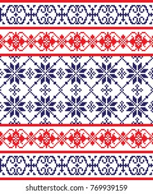 seamless christmas pixel pattern, Norwegian style