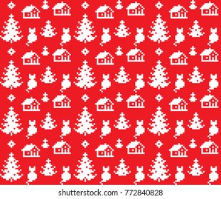 seamless christmas pixel pattern, Norwegian style
