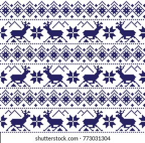 seamless christmas pixel pattern, Norwegian style