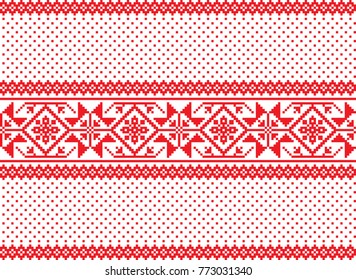 seamless christmas pixel pattern, Norwegian style