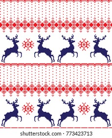 seamless christmas pixel pattern, Norwegian style