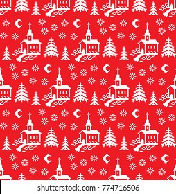 seamless christmas pixel pattern, Norwegian style