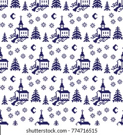 seamless christmas pixel pattern, Norwegian style