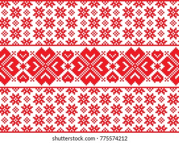 seamless christmas pixel pattern, Norwegian style