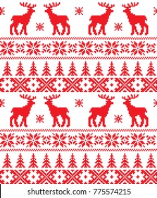 seamless christmas pixel pattern, Norwegian style