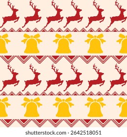 Seamless Christmas Pixel Vector Pattern. Bright and Colorful Festive Design for Fabric, Wrapping Paper, Packaging, and Crafts