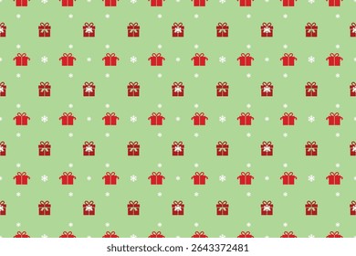 Seamless Christmas Pixel Vector Pattern. Bright and Colorful Festive Design for Fabric, Wrapping Paper, Packaging, and Crafts.