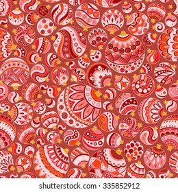 Seamless Christmas red background with christmas balls. Vintage christmas seamless pattern.