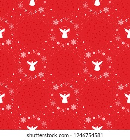 Seamless Christmas red background with snowflakes. Freehand drawing. You can repaint in any color. Vector. For printing packaging, textile, background for websites, etc.