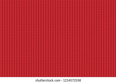 Seamless Christmas red knitted pattern. Woolen cloth. Vector illustration. 
