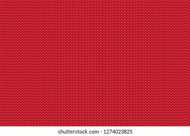 Seamless Christmas red knitted pattern. Woolen cloth. Vector illustration. 