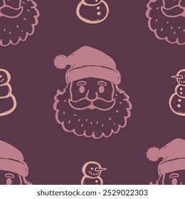 Seamless Christmas Santa Claus vector pattern for festive design
