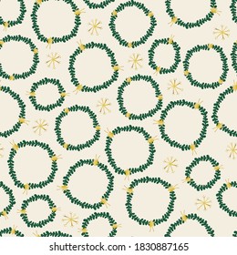 seamless christmas season pattern with olive branch and golden star
