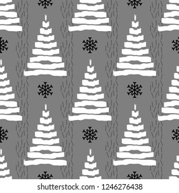 seamless christmas season white pine tree from line pattern background