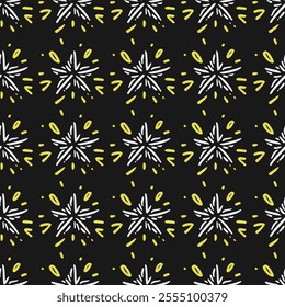 Seamless Christmas shiny stars vector pattern for festive design. Constellation