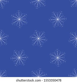 Seamless christmas snow flake pattern. Trendy vector wallpaper. Christmas backdrop. Modern abstract pattern with snowflakes for print design. Seasonal nature background. Modern vector illustration